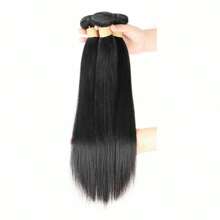 Light Yaki Straight Human Hair Bundels 1/3 Pcs Bundles Unprocessed Brazilian Virgin Remy Double Wefts Hair Extensions Natural Color For Women - Black - View 4