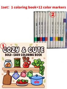 1pc 52Page Cozy & Cute: Coloring Book For Adults And Teens,Colouring Books Super Cute Designs Of Cozy,Coloring Books Hygge Spaces For Relaxation (Cozy Spaces Coloring) .Colouring Books Release Emotions And Relieve Anxiety | Ideal Gift For Holidays - Multicolor - View 3