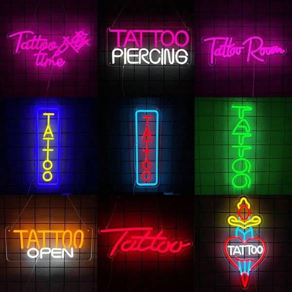 Tattoo Neon Sign, Used For Wall Decor LED Neon Lights, Tattoo Studio Led Lighting Commercial Signs, USB Powered, Suitable For Tattoo Salons, Bars, Bedrooms, Game Rooms, Man Cave, Tattoo Studios, Commercial Stores, Party Decorations,USB Power Supply Can Be Reused, Comes With Accessories, And Is Easy To Install. ﻿