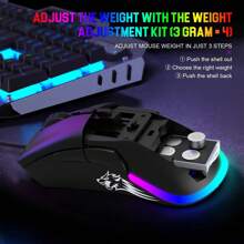ZIYOU LANG ✖ATTACK SHARK D19 Mini Ultra-Lightweight Wired Gaming Mouse With RGB Backlight, Adjustable Weight, Interchangeable Backplates, 12000 DPI Optical Sensor, 7 Programmable Buttons, Ergonomic Design For Windows PC & Gaming