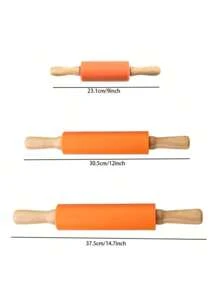 1 Stück Silikonausrollholz, antihaftbeschichtet, Holzgriff, Teigroller