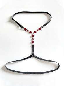 1 pezzo Catena per il corpo elegante a forma geometrica con cristalli rossi