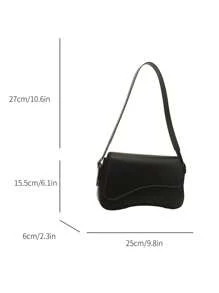 Bolso de solapa para el hombro de unicolor minimalista, bolso transversal clásico con textura para mujer