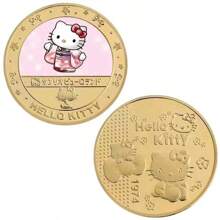 Sanrio 1pc/5pcs Random Style Hello Kitty Cute Cartoon Commemorative Coin, Cartoon Gift Commemorative Medal Small Gift, Suitable For Easter, National Day, Women's Day