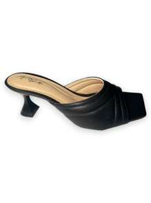 Cup Heel Clog With Stitching Details - màu đen - Xem 2