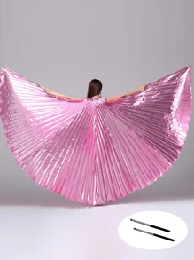 1 pieza Alas de danza del vientre de poliéster, en múltiples colores, accesorio de vestuario de danza para Pascua, Navidad, Halloween, danza del vientre oriental, alas de Isis, disfraz de hada, alas de mariposa, accesorios de actuación, alas doradas y plateadas