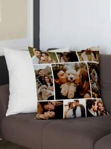 1pc Customizable Double-Sided Printed Pillow Case, Personalized Pattern DIY Pillow Case, Birthday Gift - Beige - View 4