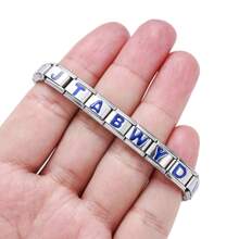 1 Peça Clássica de Cor Prateada Azul de 26 Letras de A a Z Links Italianos Pingente Adequado para Pulseira de Aço Inoxidável de 9mm, Acessório de Joalheria DIY