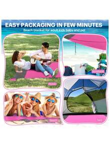 78.7*55.1英寸防水户外沙滩毯、便携式野餐垫、露营地防水布、防晒帐篷布（带储物袋）、睡袋（多种颜色可选）沙滩必需品、沙滩垫、野餐毯 - 彩色 - 查看 9