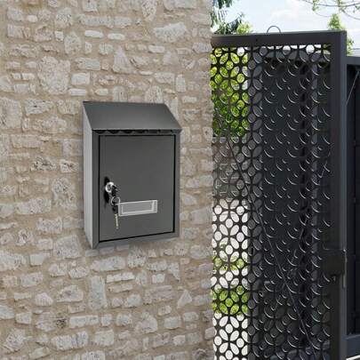 CNCEST Wall-Mount Mailbox, Modern Outdoor Waterproof Extra Large Drop Box Iron Home Office Letter Post Box With Key Lock Mail Box Collection Box Ballot Box