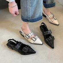 Pointy Mary Jane Shoes For Women 2023 Summer Model With Skirt Small Leather Shoes Retro Chunky Single Shoes For Women - White - View 6