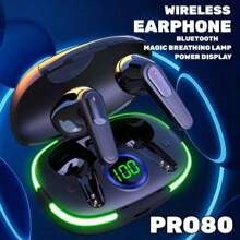 Pro80 Wireless Earphones Bluetooth Fone Headphones Sports Headset Touch Control Earbuds With Microphone For Smartphones