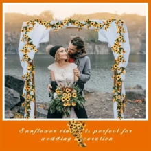 4 件彩色人造向日葵花环 - 92.51 英寸长，适合婚礼、家居和花园装饰、感恩节和秋季庆祝活动