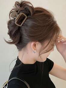 4 件/1 件中号 5 厘米/1.97 英寸方形塑料发夹，颜色为黑色、棕色、紫色、绿色，时尚百搭、优雅、简约、纯色发饰，适合日常佩戴、休闲、派对、通勤、度假、洗脸、化妆、服装搭配发夹爪夹发夹发夹发夹发夹秋冬