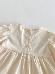 1 bucată rochie casual cu mânecă lungă brodata prințesă cu volane, confortabilă și la modă pentru primăvară/vară - Caisă - Vizualizare 5