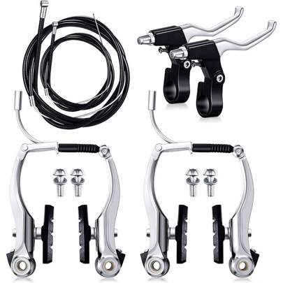 Kit completo Freio V-brake Para Bicicleta Bike Manete Alumínio Polido Logan C/ Cabo