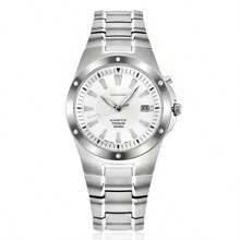 Seiko 男士石英錶SKA393J1-商務休閒風格，金屬錶帶，礦物玻璃，100m防水，日期顯示