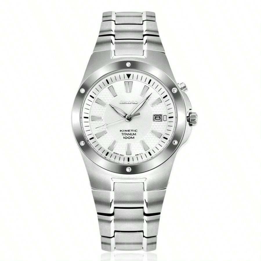 Seiko 男士石英錶SKA393J1-商務休閒風格，金屬錶帶，礦物玻璃，100m防水，日期顯示