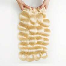 613 Blonde Colored Body Wave Human Hair Weave Bundles Hair Weft Virgin Brazilian Hair Extensions For Women Double Drawn Weft Sew In Bleach & Dye Friendly 14-26 Inch Heat Resistant - Blonde - View 6