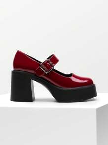 Dream Pairs Women's Chunky Heel Mary Jane Pumps - Round Toe Platform High Heels For Party, Prom, School & Casual Wear - Đỏ - Xem 7