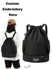 1pc Embroidery Customization Fashion Drawstring Backpack New Casual Backpack For Men And Women Outdoor Mountaineering Oxford Cloth Fitness Backpack Drawstring Bag Rucksack Basketball Bag Drawstring Backpack School Backpack Beach Bag,All-Purpose,Large Capacity,Versatile,Multifunction,Colorful,Cute,Adorable,Contracted,Funny,Kawaii,Y2K,Minimalist,Commuting,Business Casual,Basics,Custom,Personalized,Unique,Customized,Ideal Gifts For Him,Ideal Gifts For Her,Her,Family,Friends,Girlfriend,For Anniversaries,For Birthdays,For Holiday/ Vacation,For Outdoors/Outings/Travel/Hiking/Stadium/Sports/Climbing,For Business/Commute/Work/Office,Vacation