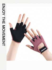 1pc Ice Silk Yoga Wrist Support Band, Unisex Gym Weightlifting Dumbbell Barbell Bicycle Cycling Anti-Slip Breathable Sports Half-Finger Gloves - Multicolor - View 9