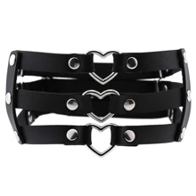 Women's Punk Leg Garters Thigh Chains, Black Gothic Heart Shape Leg Harness Accessories, Sexy Leg Decor, Hollow Thigh Chains, Personalized All-Match Heart Theme PU Leather Suspenders, Suitable For Daily Wear And Music Festivals, Great For Carnival Season