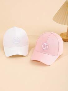 1pc M-Letter Children's Adjustable Baseball Cap, Breathable Lightweight Absorbent Soft Simple Casual Suitable For Walking, Daily, Vacation, Outdoor, Gift