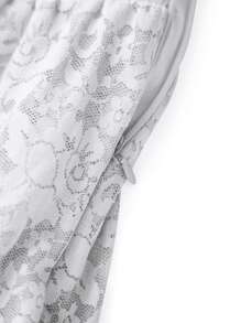 Women Tiered Ruffled Short Skirts Floral Lace Sheer Mid Rise Lined Cute Flowy Mini Skirts - White - View 6