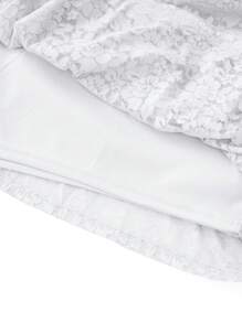 Women Tiered Ruffled Short Skirts Floral Lace Sheer Mid Rise Lined Cute Flowy Mini Skirts - White - View 7