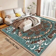 [Crystal Velvet 700g/㎡ Point-Printed Bottom, 5mm Thick] 1pc Bohemian Style Solid Color Area Rug, Soft Non-Slip Washable Carpet Suitable For Living Room, Bedroom, Kitchen, Office, Home Decor, Large Classroom Rug, Geometric Washable Rug