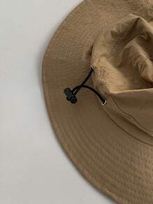 1pc Solid Color Breathable Quick-Dry Bucket Hat, Cute Bow Decor, Lightweight Wide Brim Sun Protection Beach Hat For Girls, Suitable For Spring/Summer - Drawstring Quick-dry Bucket Hat - View 12