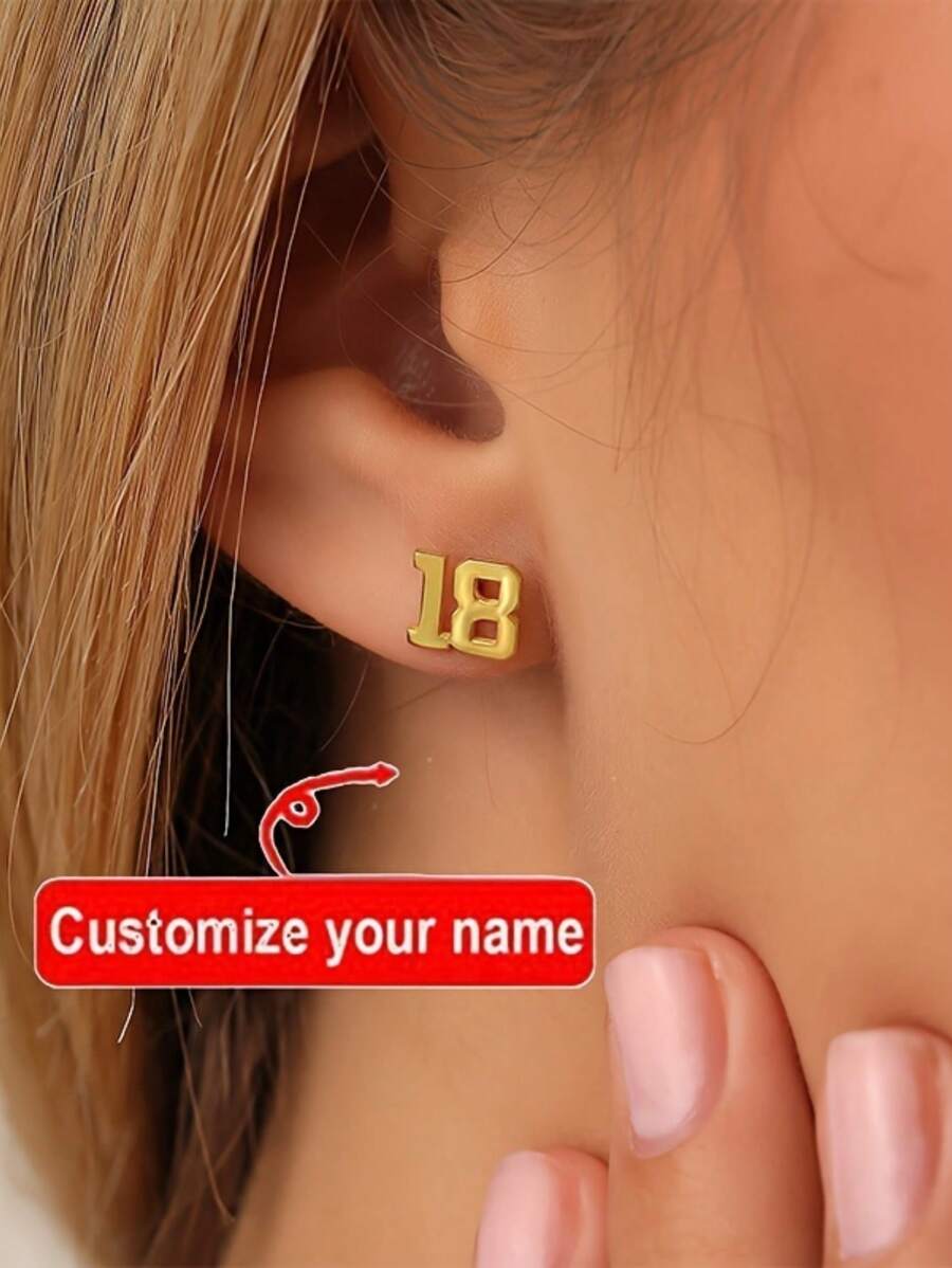 Personalized Numeric Earrings, Vintage Boho Style, Customized Stainless Steel Lucky Number Everyday & Gift Jewelry, Without Coating, Hypoallergenic Earring Posts, Suitable For Thanksgiving & All Seasons - Unique Gift For Her - Multicolor - View 1