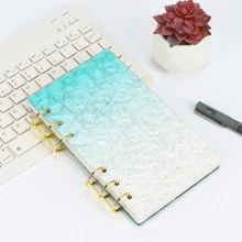 A5 A6 Water Wave Customized Cover Loose Leaf Binder, Multi-Color 6 Holes, Pink Purple Green Acrylic Cover Options, Cover And Portable Size, With Inner Pages & Refills, Suitable For School, Office, Planner, Travel Photo, Note Taking, Creative Writing, DIY Albums, Memo Pads, Travel Journals, Cash Check Holders,School Supplies,Back To School