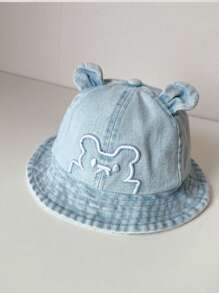 1 pieza Sombrero de cubo para niños de primavera/verano, sombrero de cubo bordado con oso de estilo japonés unisex, protección solar - Multicolor - Ver 9