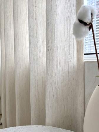 1pc Wood Grain Sheer Curtain, Translucent For Balcony, Living Room, Study, Vacation Rental