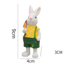 Lot de 2 statues de lapins de Pâques en résine - Décoration de jardin de printemps pour l'intérieur et l'extérieur, figurines de lapin de table ou de cour, décoration de lapin habillé pour Pâques
