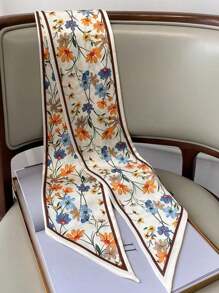 1 buc eșarfă de mătase pentru femei, cu imprimeu de trăsură, stil la modă, bandană, bandă de păr, bandă pentru cap, ideală pentru a-ți înfrumuseța ținuta