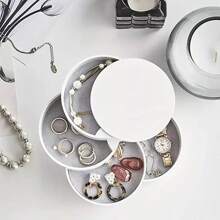 1pc Creative Rotating Jewelry Box, Multi-Layer Velvet Dust-Proof Jewelry Storage Box, With Hand Accessories & Jewelry Box
