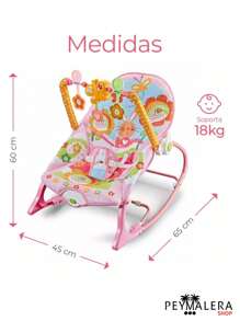 Silla Mecedora Vibradora De Bebé Musical Con Juegos Columpio Entretenimiento Relajante Divertido - Rosa - Ver 5
