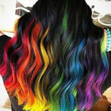 10 Stücke Bunte Regenbogen Haarverlängerungen, je dunkler die Färbung, desto heller der Leuchtstoff, für Frauen, gerade Clip-In Haarverlängerungen für täglichen Gebrauch, Kostümpartys, Cosplay, Y2K Stil, Mode Party, Geburtstaggeschenk für Frauen
