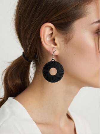 1 对女士时尚耳环，简约波浪形圆形耳环，价格实惠的珠宝耳环