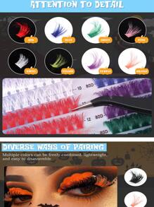 600/570PCS Colorful Mixed Color DIY Eyelash Extension Set High Capacity Individual Eyelash Curler 9-16MM Hybrid D-Curl 3D Effect Natural & Pretty Soft & Comfortable False Eyelash Long Lasting Individual Eyelash Set Eyelash Curler Music Festival & Daily Life & Masquerade & Dating & Party Use