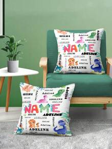 1pc Customized Name Print Pillowcase, Customizable Name And Patterns Like Dinosaur, Turtle, Special Fonts, Single-Sided Print, Suitable For Children, Birthday, Children's Day, Daily Gift, Can Make Your Own Photo Pillowcase, Great Gift For Family, Friends And Yourself - Royal Blue - View 5