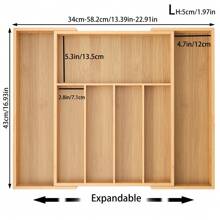 1 szt. Kuchenny rozszerzalny bambusowy organizer szufladowy Regulowana drewniana tacka na sztućce do przyborów kuchennych, sztućców, sztućców