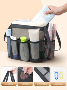 1 pieza Estante de ducha de malla, elemento esencial portátil para dormitorios universitarios, estante de ducha para dormitorio, 8 bolsillos grandes, bolsa de ducha de secado rápido, apta para baños, playas, gimnasios - Multicolor - Ver 5
