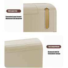 3-Tier Slim Bathroom Storage Cabinet With Wheels - Narrow ABS Waterproof Floor Organizer For Small Spaces, Rolling Cabinet For Bathroom/Kitchen/Bedroom/Living Room - Beige - View 3