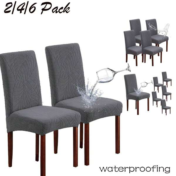 2/4/6pcs Waterproof Spill-Proof Dining Chair Covers, Stretchy Dust & Scratch-Resistant Universal Chair Slipcovers, Stretch Kitchen Priest Chair Covers Jacquard Priest Chair Covers Removable And Washable Chair Protective Covers For Restaurant, Living Room, Hotel