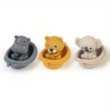 Rainbow Stacking Boat Bath Toy Set With Animal Finger Puppets - Color Recognition & Water Play Fun, Perfect Gift For Kid Summer Toy Bath Toys, Cute Swimming Baby Bath Toys Bathtub Water Pool Toys Stackable Boats Boy Girl Gifts