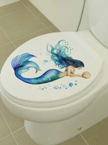 1pc Decorative Toilet Seat Sticker Cartoon Mermaid Pattern Self-Adhesive Sticker PVC Waterproof For Bathroom Decoration Toilet Seat Sticker Wall Decal Vinyl Decal For Home Decorations Spring Decoration Items Refresh Your Home Rama Decoration Stickers Wall Decor Bedroom Decor Room Decoration Stuff Living Room Decor House Decor Home Decor Living Room Wall Art Wall Paper Personalised Stickers - Multicolor - View 10